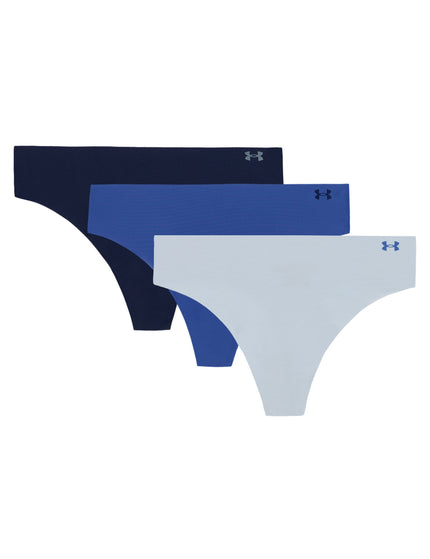 Under Armour Pure Stretch 3-Pack No Show Thong - Blue Calm/Blue Atlantis/Washed Navyimage1- The Sports Edit