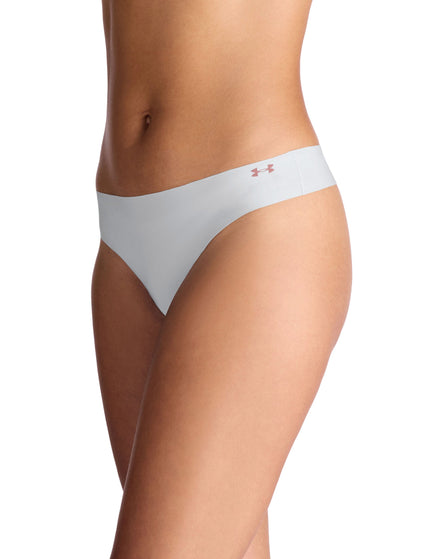 Under Armour Pure Stretch 3-Pack No Show Thong - Halo Grey/Tourmaline Pink/Maroon Mistimage3- The Sports Edit