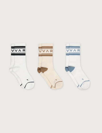 Varley Astley Active Sock 3 Pack - White/Birch/Whiteimage1- The Sports Edit