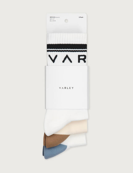Varley Astley Active Sock 3 Pack - White/Birch/Whiteimage2- The Sports Edit
