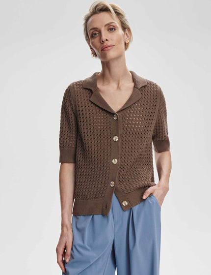Varley Ellie Knit Shirt - Chocolate Chipimage1- The Sports Edit
