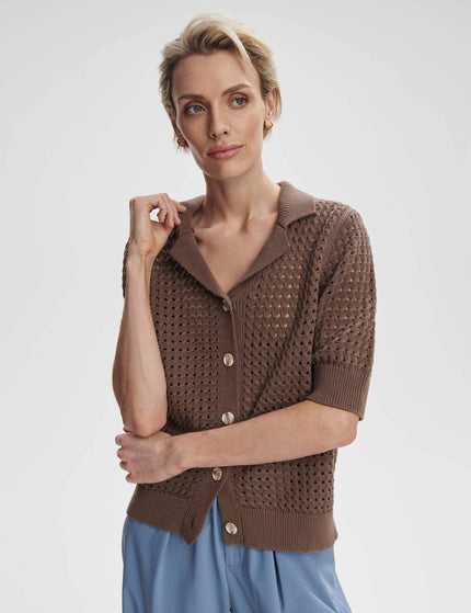 Varley Ellie Knit Shirt - Chocolate Chipimage2- The Sports Edit