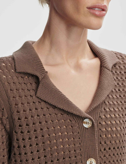 Varley Ellie Knit Shirt - Chocolate Chipimage3- The Sports Edit